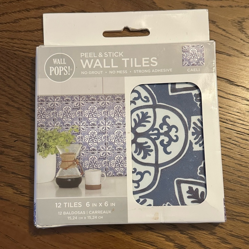 Wall Pops! Peel & Stick Caeli Wall Tiles, Blue Peel & Stick Wall Tiles, NIB